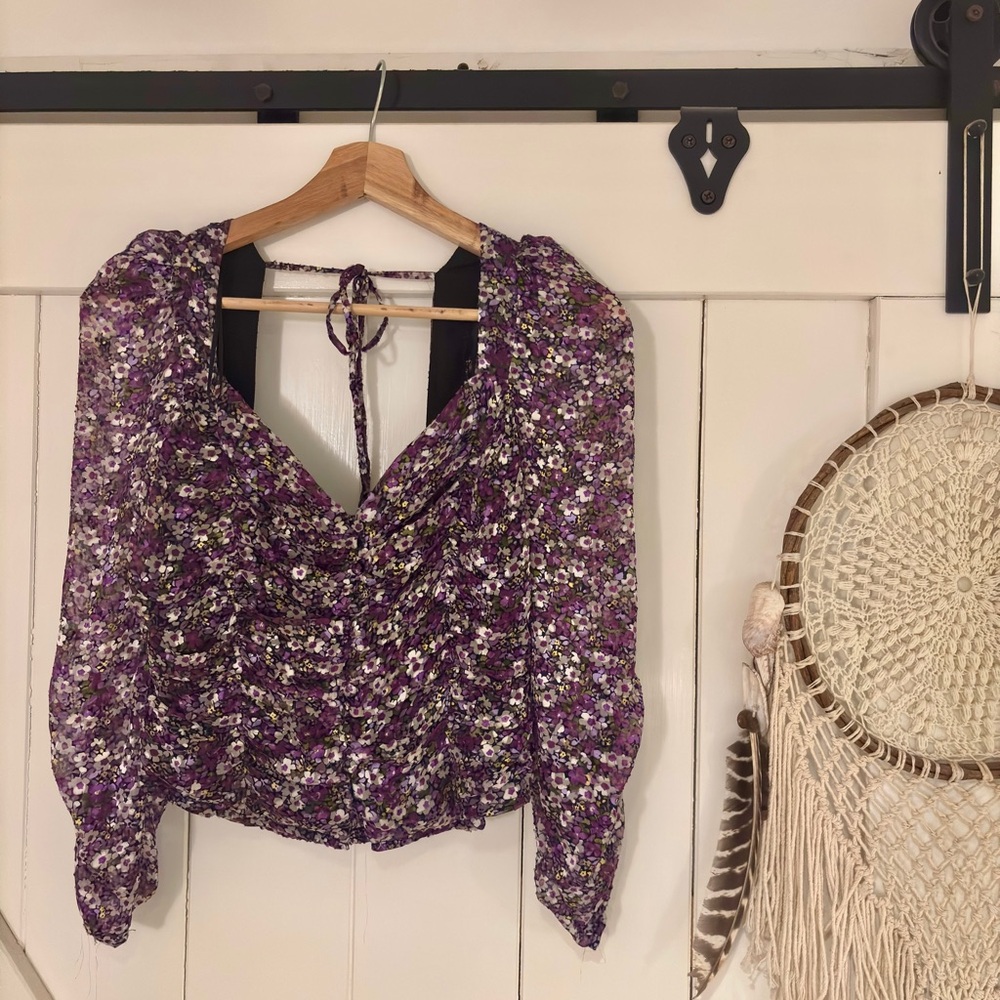 Astr Boho western Floral Purple Women's Top from Astr the Label